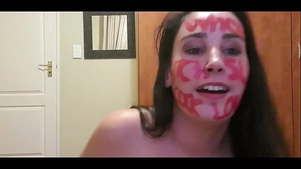 Self humiliation teen slut with body writing