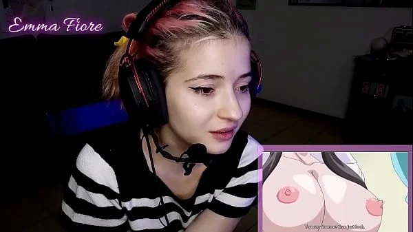 18yo youtuber gets horny watching hentai during the stream and masturbates - Emma Fiore